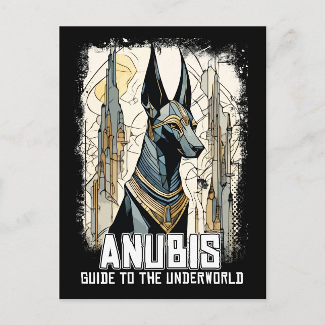 Cartão Postal Anubis Deus do Egito, mitologia surreal (Frente)