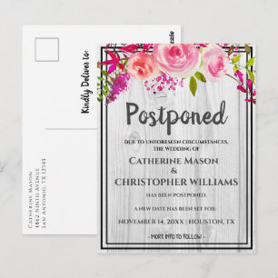 Cartão Postal Anunciamento de Casamento com Adiamento de Floral 
