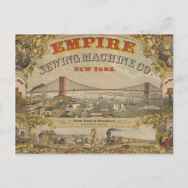 Cartão Postal Anúncio Antigo da Empire Sewing Machine Co., Nova  (Frente)