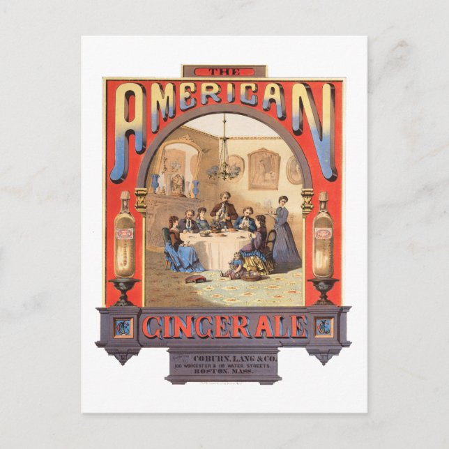 Cartão Postal Anúncio Antigo da Ginger Ale da Coburn, Lang & Com (Frente)
