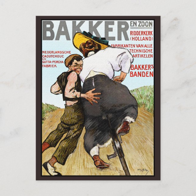 Cartão postal:  Anúncio Antigo de Pneus de Borrach (Frente)