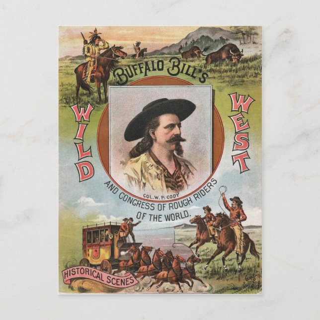 Cartão Postal Anúncio Antigo do Buffalo Bills Wild West Show 189 (Frente)