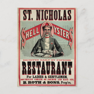 Cartão Postal Anúncio Antigo Vintage da Shell Oysters
