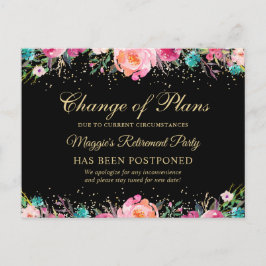 Cartão Postal Anúncio Atrasado Festa de Aposentadoria Floral