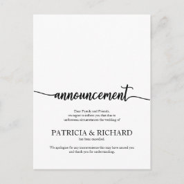 Cartão Postal Anúncio Casamento Cancelado Caligrafia Elegante