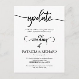 Cartão Postal Anúncio de Atualização da Data do Casamento Adiado