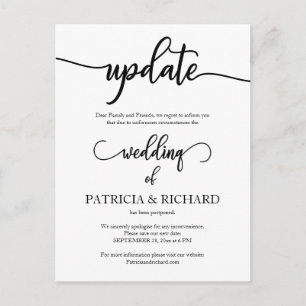 Cartão Postal Anúncio de Atualização da Data do Casamento Adiado