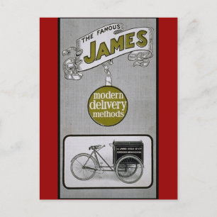 Cartão Postal Anúncio de Bicicleta de Entrega James 1913