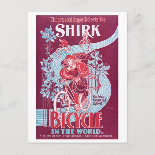 Cartão Postal Anúncio de bicicleta Shirk Vintage (Frente)