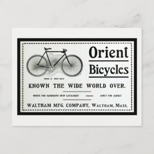 Cartão Postal Anúncio de bicicletas Orient vintage de 1902