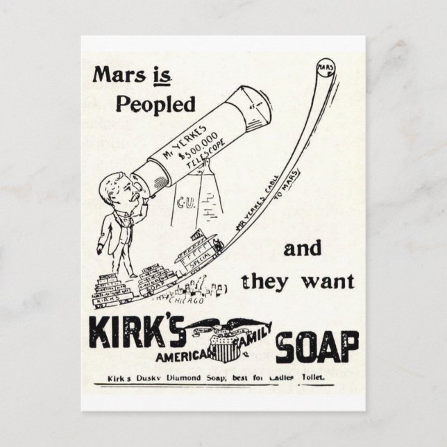 Cartão Postal Anúncio de Campia de Sabão de Kirk sobre MARS (Frente)