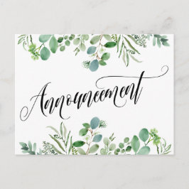 Cartão Postal Anúncio de Casamento Adiado de Eucalipto