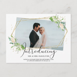 Cartão Postal Anúncio de Casamento às Pressas Geométrico com Ver