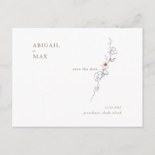 Cartão Postal Anúncio de casamento com destaque floral elegante