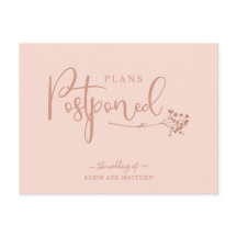 Anúncio de casamento de adiamento rosa Dourado