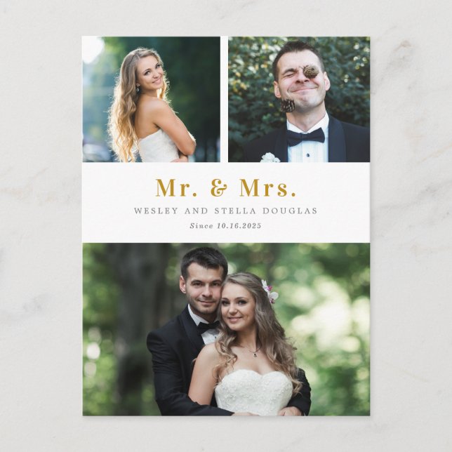 Cartão Postal Anúncio de casamento de cores editáveis de colagem (Frente)