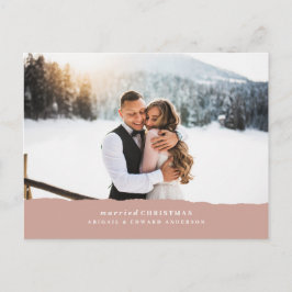 Cartão Postal Anúncio de casamento de papel rasgado no Natal cas