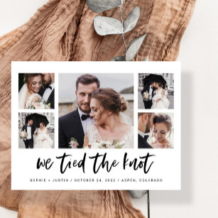 Cartão Postal Anúncio de Casamento de Várias Fotografias de Scri