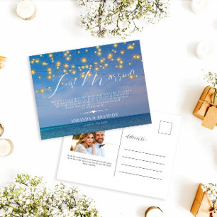 Cartão Postal Anúncio de casamento do Recem casados de praia tro