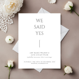 Cartão Postal Anúncio de Casamento Elegante Simples Minimalista