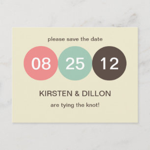 Cartão Postal Anúncio de casamento em pastel ecru com ponto save