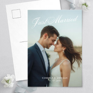 Cartão Postal Anúncio de casamento moderno com fotos do recem ca
