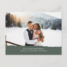 Cartão Postal Anúncio de casamento no Natal em papel rasgado