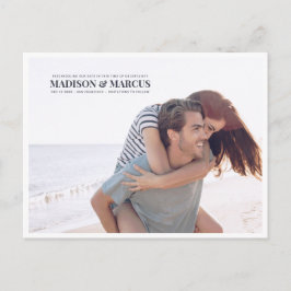 Cartão Postal Anúncio de casamento reagendado Foto simples