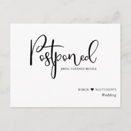 Cartão Postal Anúncio de casamento simples, moderno, adiando