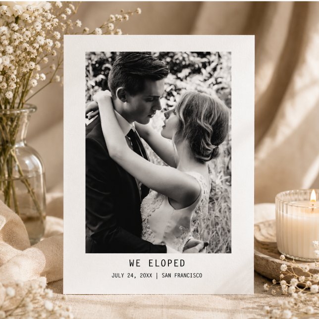 Cartão Postal Anúncio de Casamento | Texto e Foto Simples e Eleg (Simple Elegant Text & Photo | Wedding Announcement Postcard)