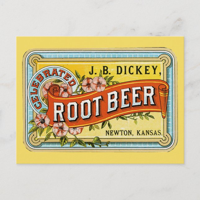 Cartão Postal Anúncio de cerveja raiz vítrea da Dickey (Frente)