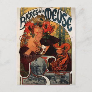 Cartão Postal Anúncio de Cervejas Vintage Bières de la Meuse