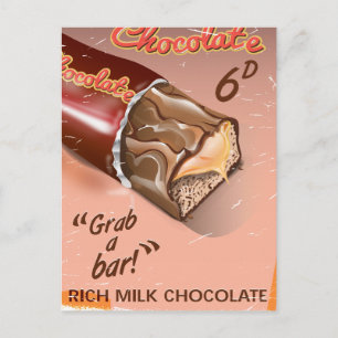 Cartão Postal Anúncio de chocolate retrô.
