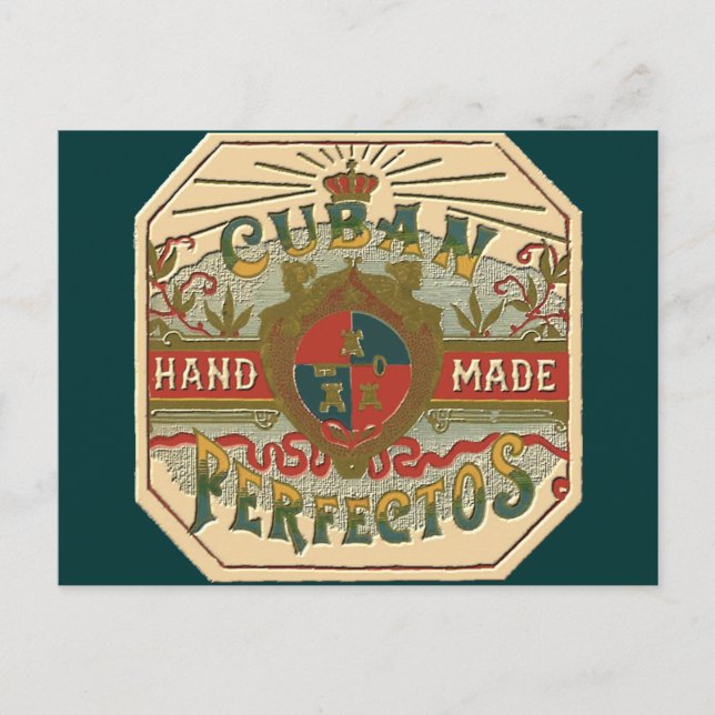 Cartão Postal Anúncio de cigarro para as perfeições cubanas Etiq (Frente)