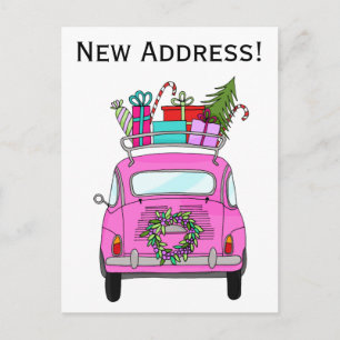 Cartão Postal Anúncio de Endereço, Pink Fiat 500 Presentes de