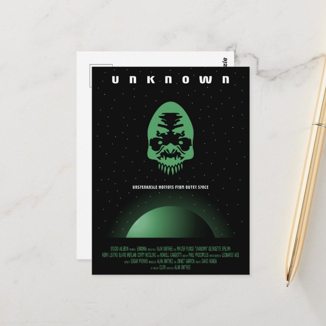Cartão Postal Anúncio de Filme de Terror Sci-Fi, Desconhecido (Frente/Verso In Situ)