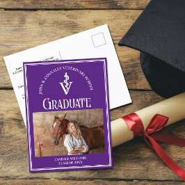 Cartão Postal Anúncio de Formatura da Escola Veterinária Roxa