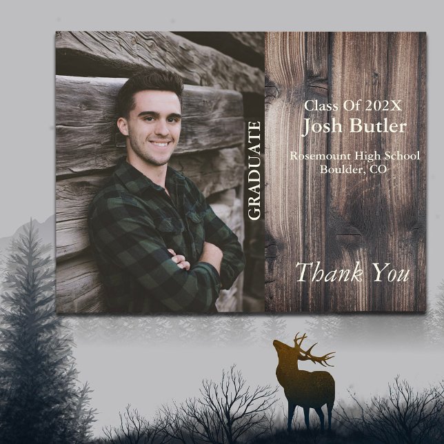 Cartão Postal Anúncio de Formatura e Agradecimento Simples (Criador carregado)