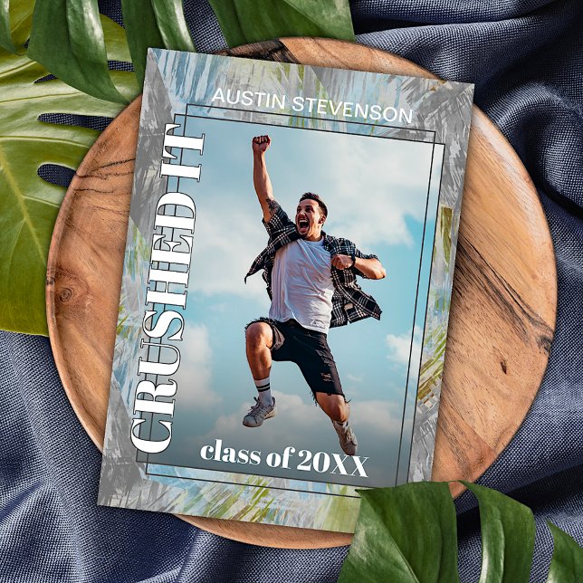 Cartão Postal Anúncio de Formatura em Verde, Turquesa, Azul e Ci (Criador carregado)