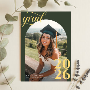 Cartão Postal Anúncio de Formatura Graduação Ouro com Foto Arco 