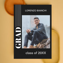 Anúncio de Formatura Preto e Branco Minimalista