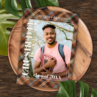 Anúncio de Formatura Xadrez Tartan Azul Marrom