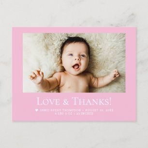 Cartão Postal Anúncio de foto de bebê cor-de-rosa de amor e agra