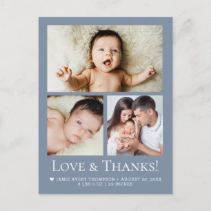 Cartão Postal Anúncio de foto de bebê em azul empoeirado de Amor