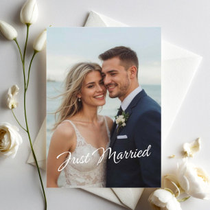 Cartão Postal Anúncio de Foto de Casamento de Recem casados Eleg