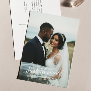Cartão Postal Anúncio de Foto de Casamento do Recem casados Mode