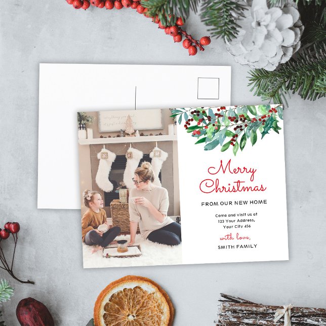 Cartão Postal Anúncio de Foto de Natal Verdejante Alegre (Criador carregado)