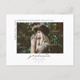 Cartão Postal Anúncio de Foto Horizontal de Graduação de Script