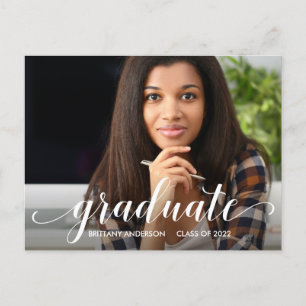 Cartão Postal Anúncio de Foto para Graduação de Caligrafia Mo