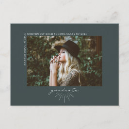 Cartão Postal Anúncio de Fotografia do Formando Escuro do Emeral